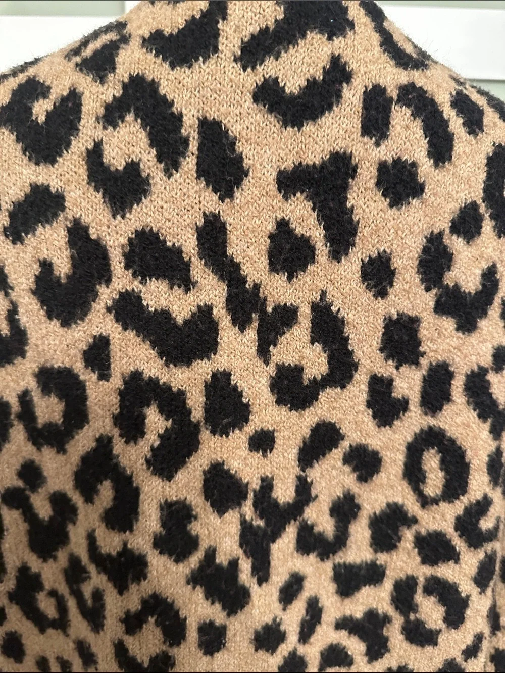 Leopard Print Open-Front Cardigan - Camel/Black - Picture 3 of 4